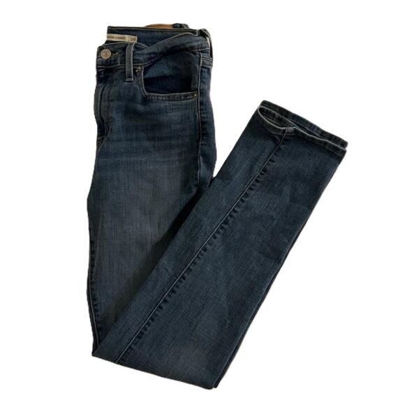 Levis Strauss 724 High Rise Straight Dark Blue Denim Jeans, Size 28 - Picture 1 of 6